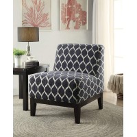 Acme Hinte Chenille Upholstery Armless Accent Chair In Dark Blue And Dark Brown
