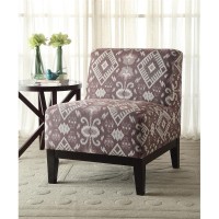 Acme Hinte Chenille Accent Chair In Multi-Color And Dark Brown