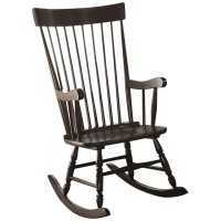 Acme Arlo Wooden Rocking Chair With Spindle Back And Recessed Armrest In Black