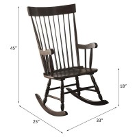 Acme Arlo Wooden Rocking Chair With Spindle Back And Recessed Armrest In Black