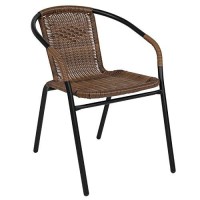 Flash Furniture Lila 4 Pack Medium Brown Rattan Indoor-Outdoor Restaurant Stack Chair | Versatile And Stylish Seating