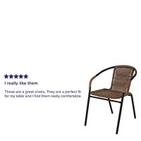 Flash Furniture Lila 4 Pack Medium Brown Rattan Indoor-Outdoor Restaurant Stack Chair | Versatile And Stylish Seating