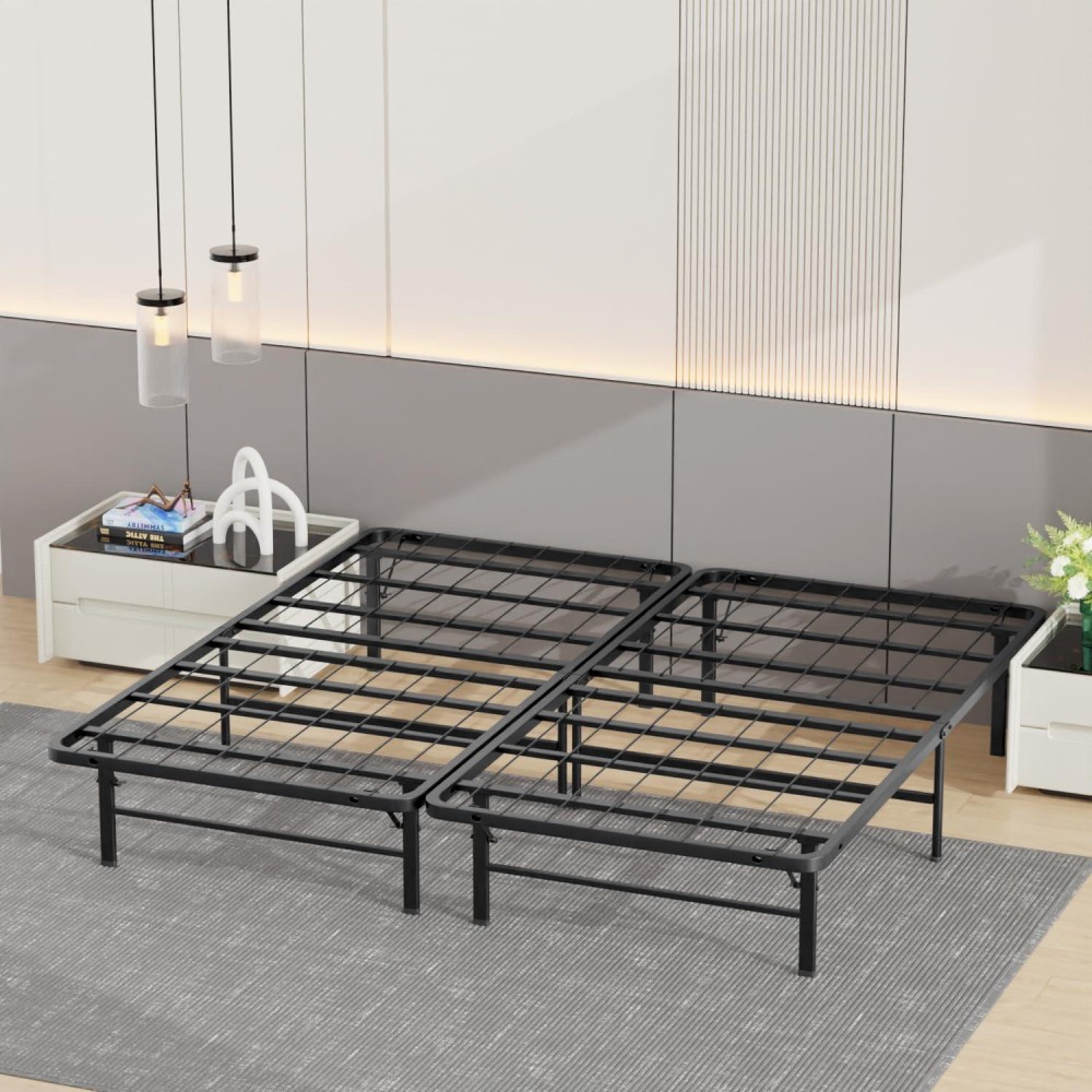 Bed Frame Metal Platform Bed Frame Mattress Foundation Box Spring Replacement Heavy Duty Steel Slat Easy Assembly Noisefree Bla