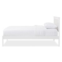 Celine Geometric Pattern White Solid Wood Full Size Platform Bed