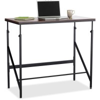 Safco Laminate Tabletop StandingHeight Desk Melamine Laminate Rectangle Walnut Top Powder Coated Base 48 Table Top Widt