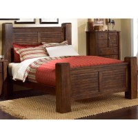 Progressive Furniture Queen Trestlewood Post Bed, Mesquite Pine