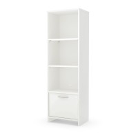 South Shore Narrow 3-Shelf Storage Bookcase With Door, Pure White