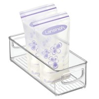 Mdesign Small Plastic Nursery Storage Container Bins With Handles For Organization In Cabinet, Closet Or Cubby Shelves - Organizer For Baby Food, Bibs, Formula, And Burp Cloths - Clear