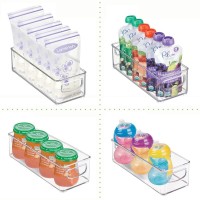 Mdesign Small Plastic Nursery Storage Container Bins With Handles For Organization In Cabinet, Closet Or Cubby Shelves - Organizer For Baby Food, Bibs, Formula, And Burp Cloths - Clear