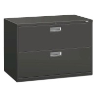 HON Brigade 600 Series Lateral File 2 Drawers Polished Aluminum Pull 42W x 1914D x 2838H Charcoal Finish