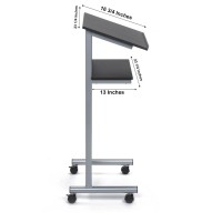 Audio-Visual Direct Wheeled Lectern Podium - Standing Desk With Storage Shelf - Silver/Black - Ideal For Presentations And Laptop Use