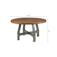 Ink+Ivy Lancaster Round Dining Table - Solid Wood, Metal Base Dining Room Table - Amber Wood, Industrial Style Kitchen Table - 1 Piece Metal Frame Wooden Top Round Table For Dining Room