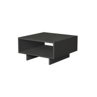 Jv Home Hola 24 Inch Small Coffee Table With Storage Stylish | Modern Tables De Chevet With Shelf Low Square Coffee Tables For Living Room Bedroom (Dark Grey)