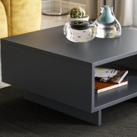 Jv Home Hola 24 Inch Small Coffee Table With Storage Stylish | Modern Tables De Chevet With Shelf Low Square Coffee Tables For Living Room Bedroom (Dark Grey)