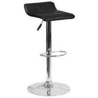 Flash Furniture Contemporary Brown Vinyl Adjustable Height Barstool With Quilted Wave Seat And Chrome Base