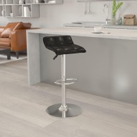 Flash Furniture Contemporary Brown Vinyl Adjustable Height Barstool With Quilted Wave Seat And Chrome Base