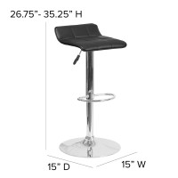 Flash Furniture Contemporary Brown Vinyl Adjustable Height Barstool With Quilted Wave Seat And Chrome Base