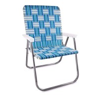 Lawn Chair Usa - Outdoor Chairs For Camping, Sports And Beach. Chairs Made With Lightweight Aluminum Frames And Uv-Resistant Webbing. Folds For Easy Storage (Magnum, Sea Island With White Arms)