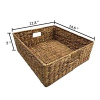 Ehemco X-Side End Table Side Table With Drawer, 2 Storage Shelves And Wicker Basket, Coffee