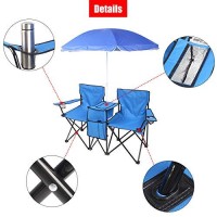 Portable Folding Picnic Double Recline Chair Umbrella Table Cooler Beach Camping Chair Stadium Seat (Legendary-Yes)