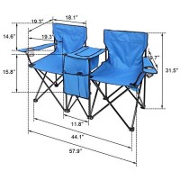 Portable Folding Picnic Double Recline Chair Umbrella Table Cooler Beach Camping Chair Stadium Seat (Legendary-Yes)