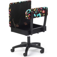 Arrow Sewing H7013B Adjustable Height Hydraulic Sewing And Craft Chair With Under Seat Storage And Printed Fabric Sewing Notion