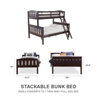 Dhp Airlie Convertible Wood Bunk Bed Stackable And Detachable Bed Frames For Kids And Teens With Angled Ladder High Guardrail