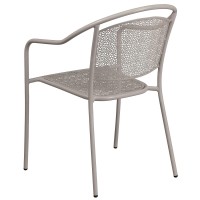 Flash Furniture Commercial Grade Light Gray Indoor-Outdoor Steel Patio Arm Chair With Round Back