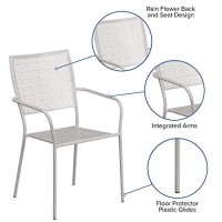 Flash Furniture Commercial Grade Light Gray Indoor-Outdoor Steel Patio Arm Chair With Square Back