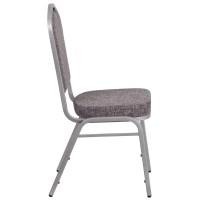 Hercules Series Crown Back Stacking Banquet Chair In Herringbone Fabric - Silver Frame