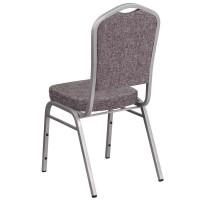 Hercules Series Crown Back Stacking Banquet Chair In Herringbone Fabric - Silver Frame