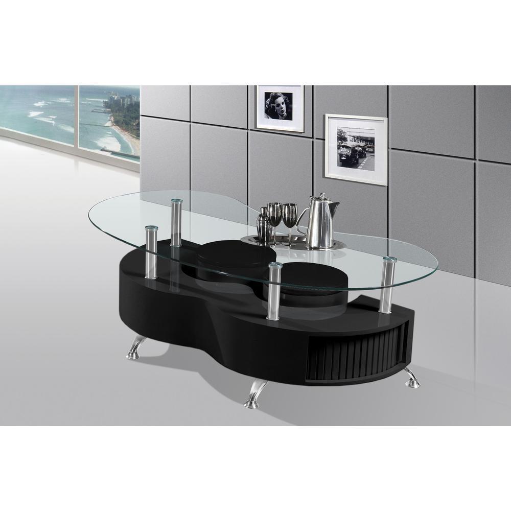 High Gloss Lacquer Coffee Table with Glass Top 2 Stools and Inside Sotrage