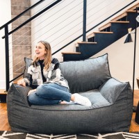 Big Joe Imperial Fufton Foam Filled Bean Bag Sofa With Removable Cover, Gray Union, Durable Woven Polyester, 5 Feet Giant