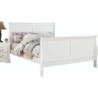 Acme Louis Philippe Iii Queen Wooden Sleigh Bed In White