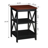 Convenience Concepts Oxford End Table With Shelves Cherryblack