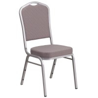 Flash Furniture Hercules Series Crown Back Stacking Banquet Chair In Gray Dot Fabric - Silver Frame