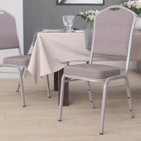 Flash Furniture Hercules Series Crown Back Stacking Banquet Chair In Gray Dot Fabric - Silver Frame