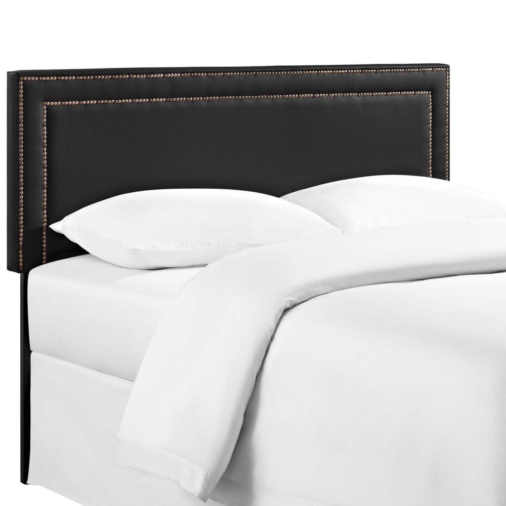 Modway Jessamine Vegan Leather Headboard King Size With Nailhead Trim In Black