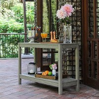 Cambridge Casual Westlake Console Table Indoor Outdoor Multifunctional Buffet Bar Storage Organizer, Solid Wood, Weathered Gray