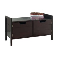 Pilaster Designs Wood Storage Bench With Doors Espresso