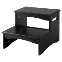 Pilaster Designs Black Finish Wood Bedroom Step Stool