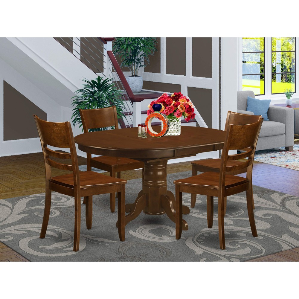 East West Furniture Kely5-Esp-W 5 Piece Dinette Set For 4 Includes An Oval Dining Room Table With Butterfly Leaf And 4 Kitchen Dining Chairs, 42X60 Inch, Espresso