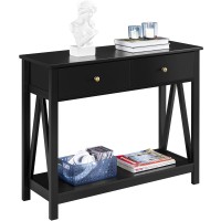 Yaheetech Console Table With Drawer, Wood Entryway Table With Storage Shelves, Sofa Table Narrow Long For Living Room Entryway Hallway, Easy Assembly, Black