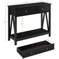 Yaheetech Console Table With Drawer, Wood Entryway Table With Storage Shelves, Sofa Table Narrow Long For Living Room Entryway Hallway, Easy Assembly, Black