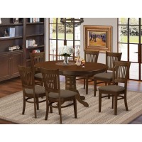 East West Furniture Keva7-Esp-C 7 Piece Kitchen Table & Chairs Set Consist Of An Oval Dining Room Table With Butterfly Leaf And 6 Linen Fabric Upholstered Chairs, 42X60 Inch, Espresso