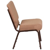 Hercules Series 21''W Stacking Church Chair In Caramel Fabric - Copper Vein Frame