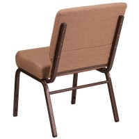 Hercules Series 21''W Stacking Church Chair In Caramel Fabric - Copper Vein Frame