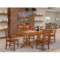 East West Furniture Napf5-Sbr-W 5 Piece Dining Room Table Set Includes A Rectangle Kitchen Table With Butterfly Leaf And 4 Dining Chairs, 40X78 Inch, Saddle Brown