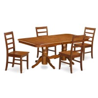 East West Furniture Napf5-Sbr-W 5 Piece Dining Room Table Set Includes A Rectangle Kitchen Table With Butterfly Leaf And 4 Dining Chairs, 40X78 Inch, Saddle Brown