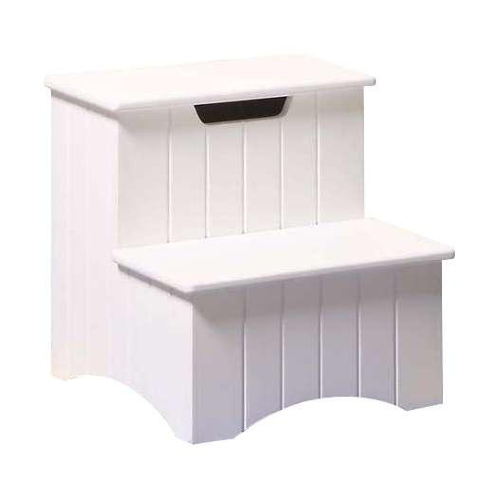 Pilaster Designs White Finish Wood Bedroom Step Stool With Storage